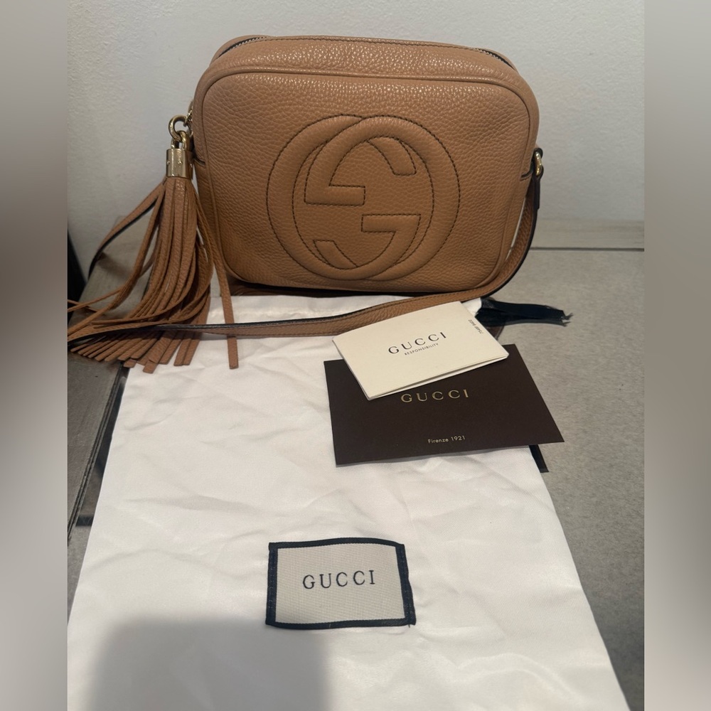 Gucci Brown Leather Crossbody Bag with Tassel